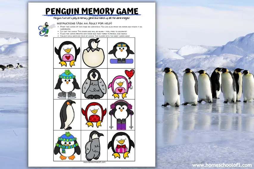 Free Penguin Memory Game Printable