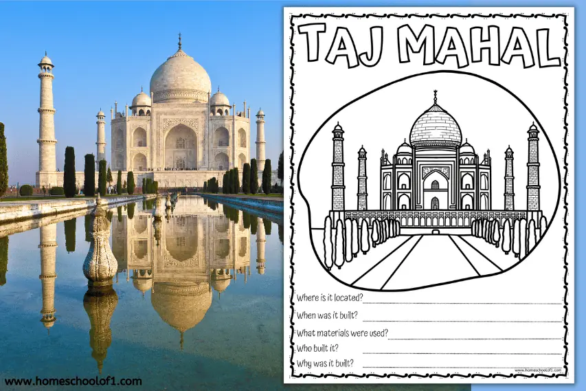 Free Taj Mahal Worksheet: One of the 7 Wonders of the World
