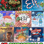 Collage of 9 Christmas elf book covers including The Elf on the Shelf’s Night Before Christmas, How to Catch an Elf, The Littlest Elf, and Silly Sam the Elf.