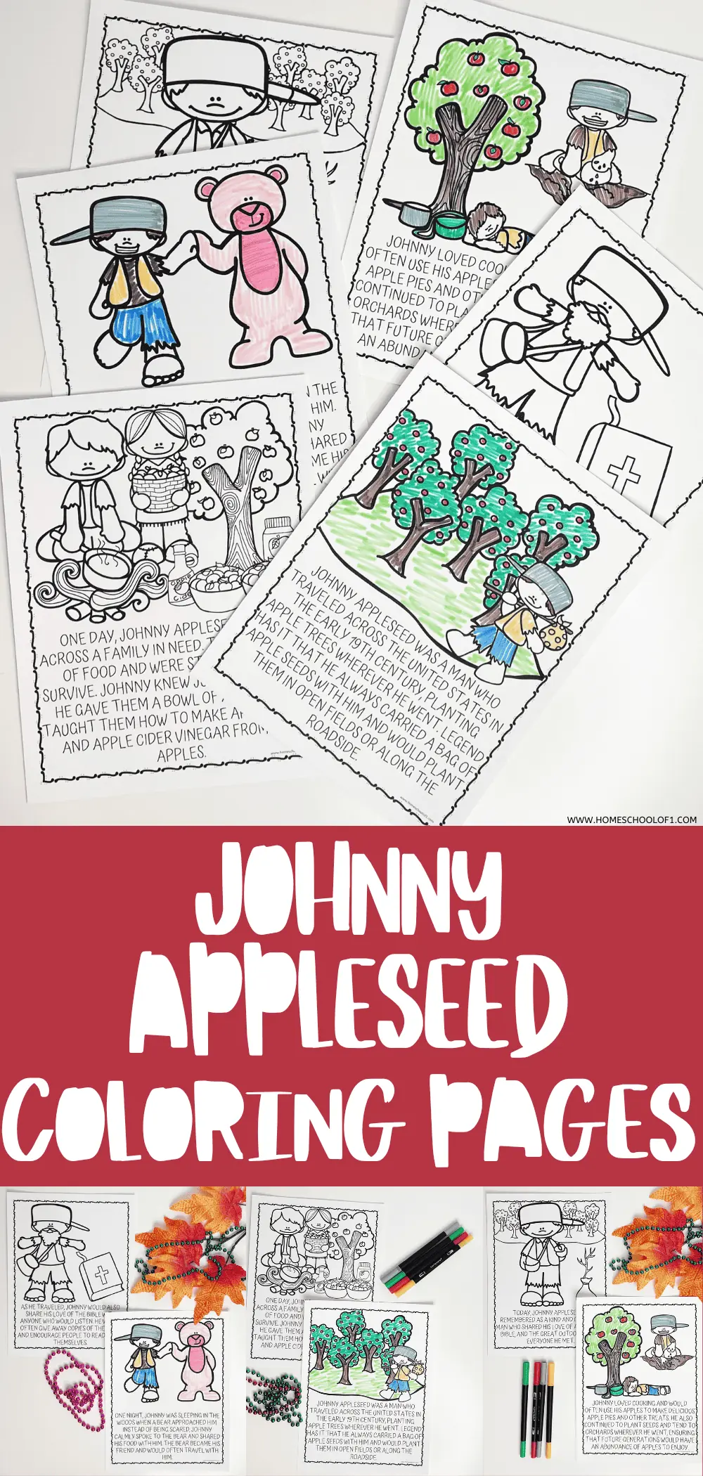 JOHNNY APPLESEED COLORING PAGES