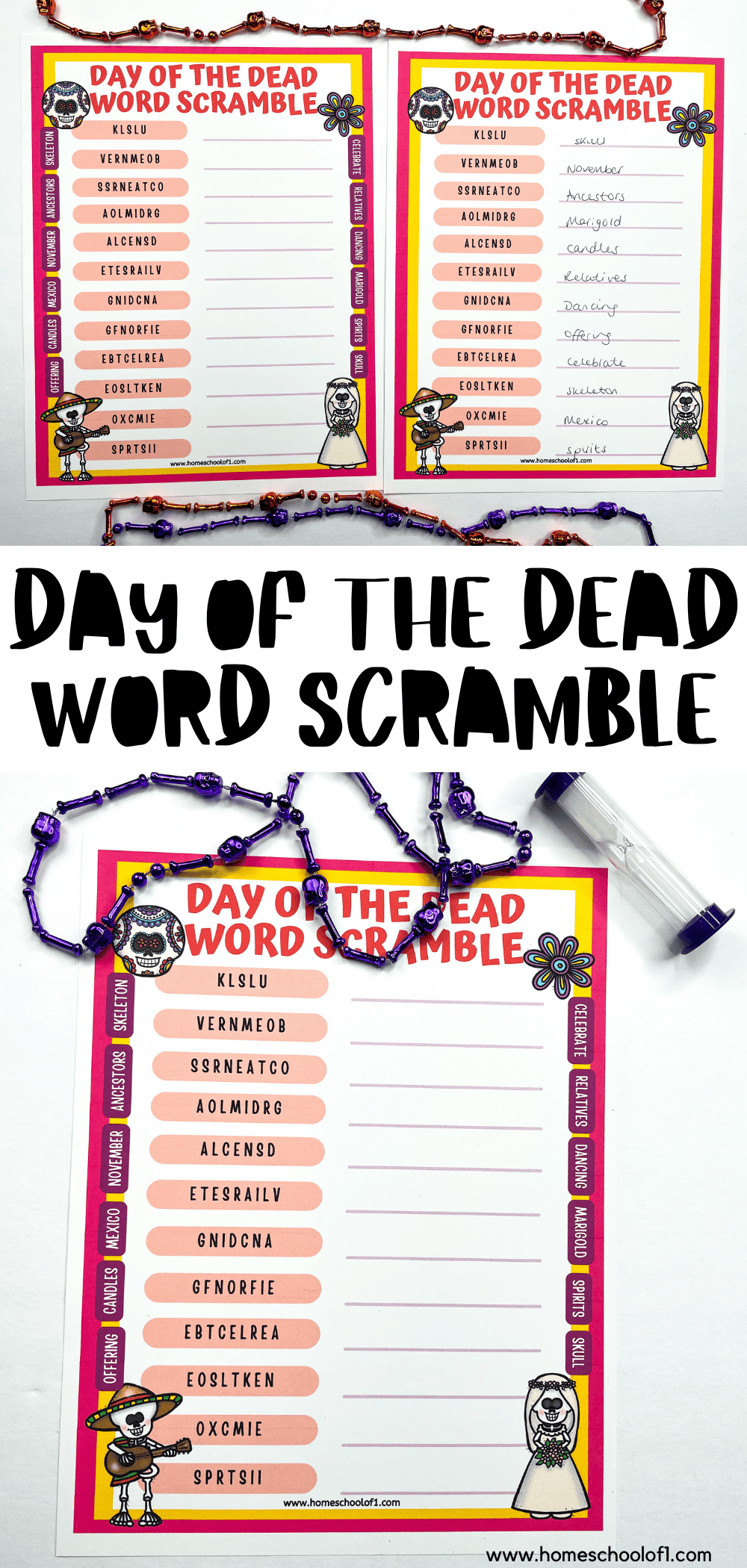 day of the dead word scramble