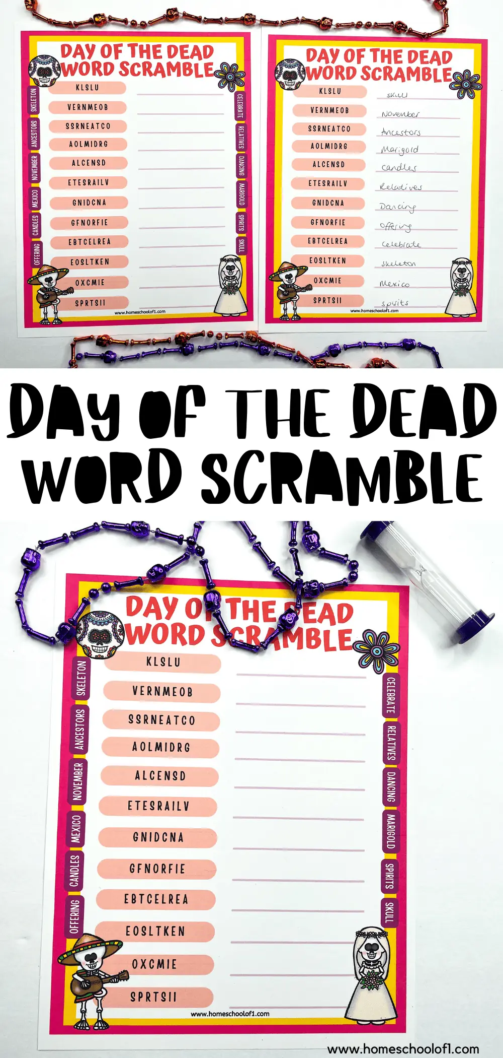 day of the dead word scramble
