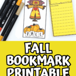Free printable fall bookmark for kids featuring autumn-themed coloring and book review section for story reflections.
