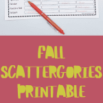 fall scattergories printable