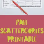 fall scattergories printable