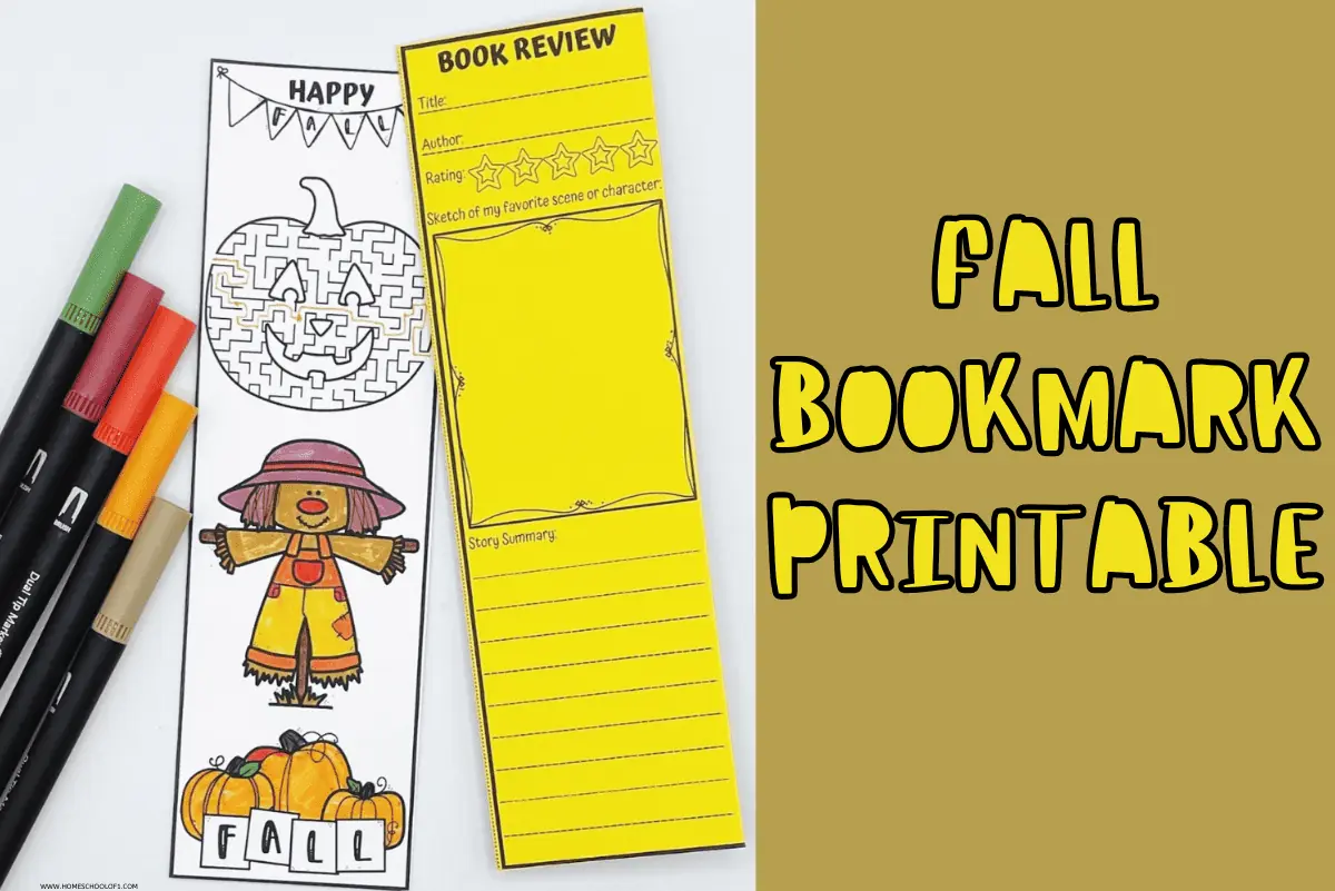 Fall Bookmarks to Color (free printable)
