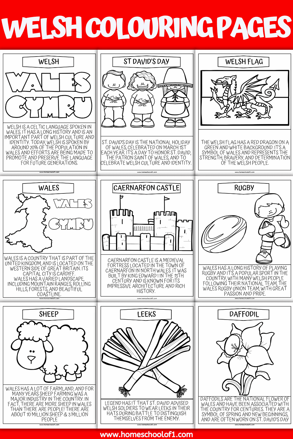 free welsh colouring pages