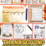 Thanksgiving homeschool activities including word games, bingo, scattergories, acrostic poems, coloring pages, and worksheets for kids.