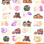 Free printable Thanksgiving memory game with bright fall-themed cards arranged for gameplay.