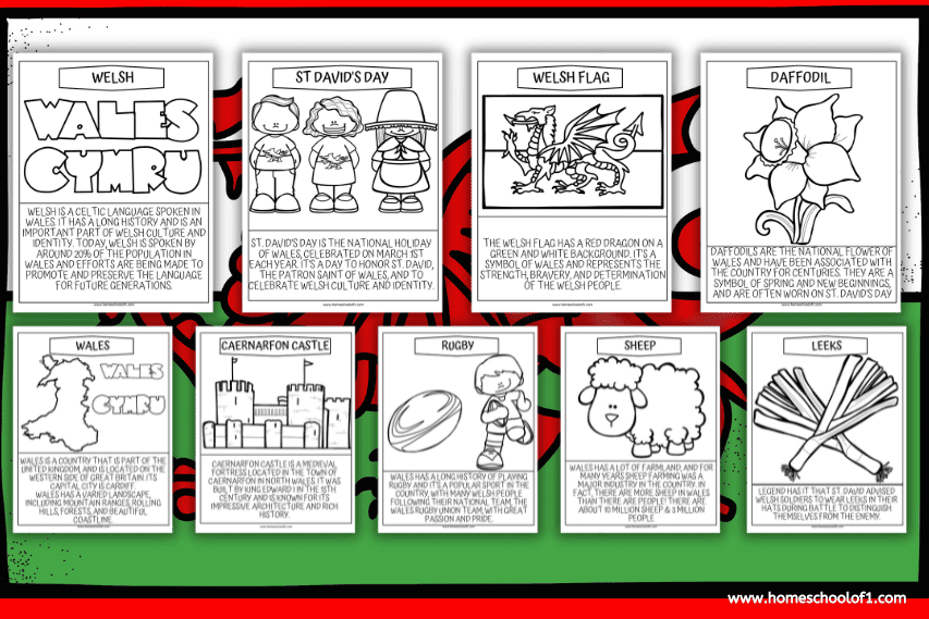 wales colouring pages