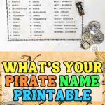 What's Your Pirate Name free printable chart using first name and birth month to create funny pirate names for kids.