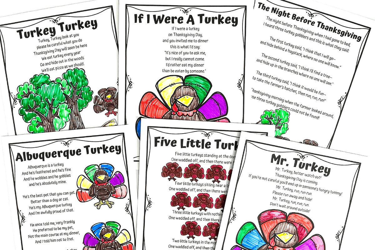 THANKSGIVING POETRY PRINTABLES