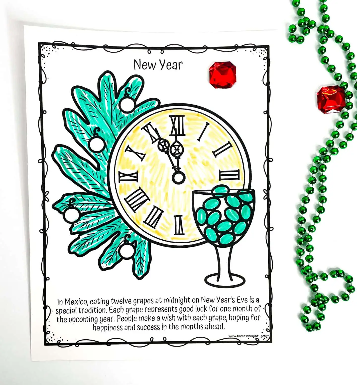 new year coloring page mexico