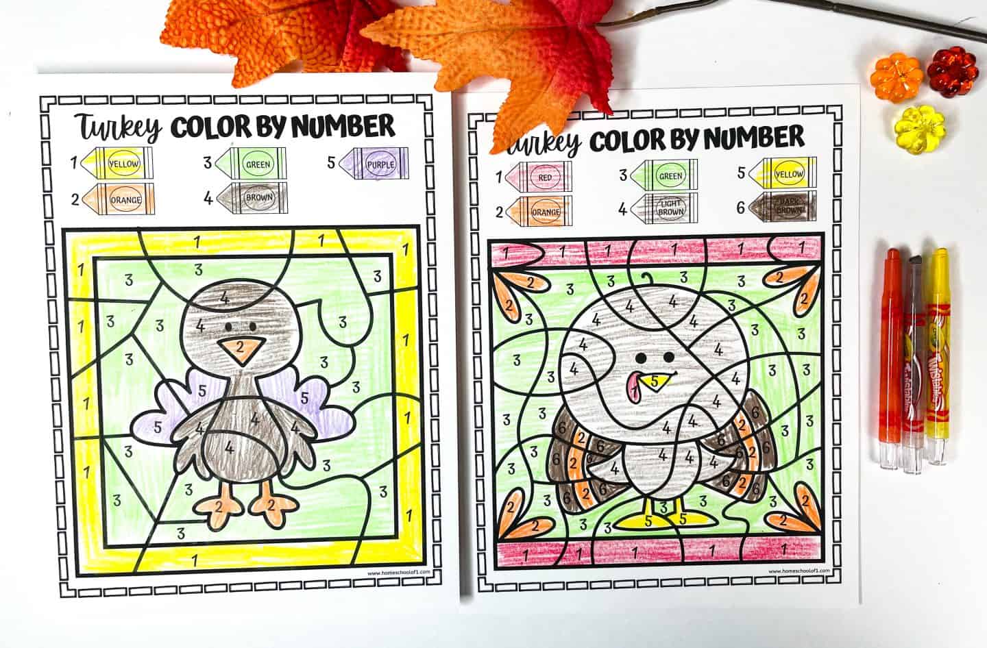 free turkey thanksgiving color by number