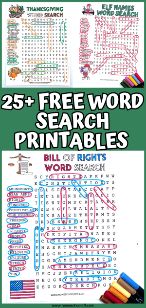25 Free Word Search Printables - Homeschool of 1