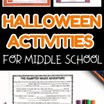 Printable Halloween activities for middle school including an acrostic poem, word scramble, mad libs story, and Halloween Scattergories game.
