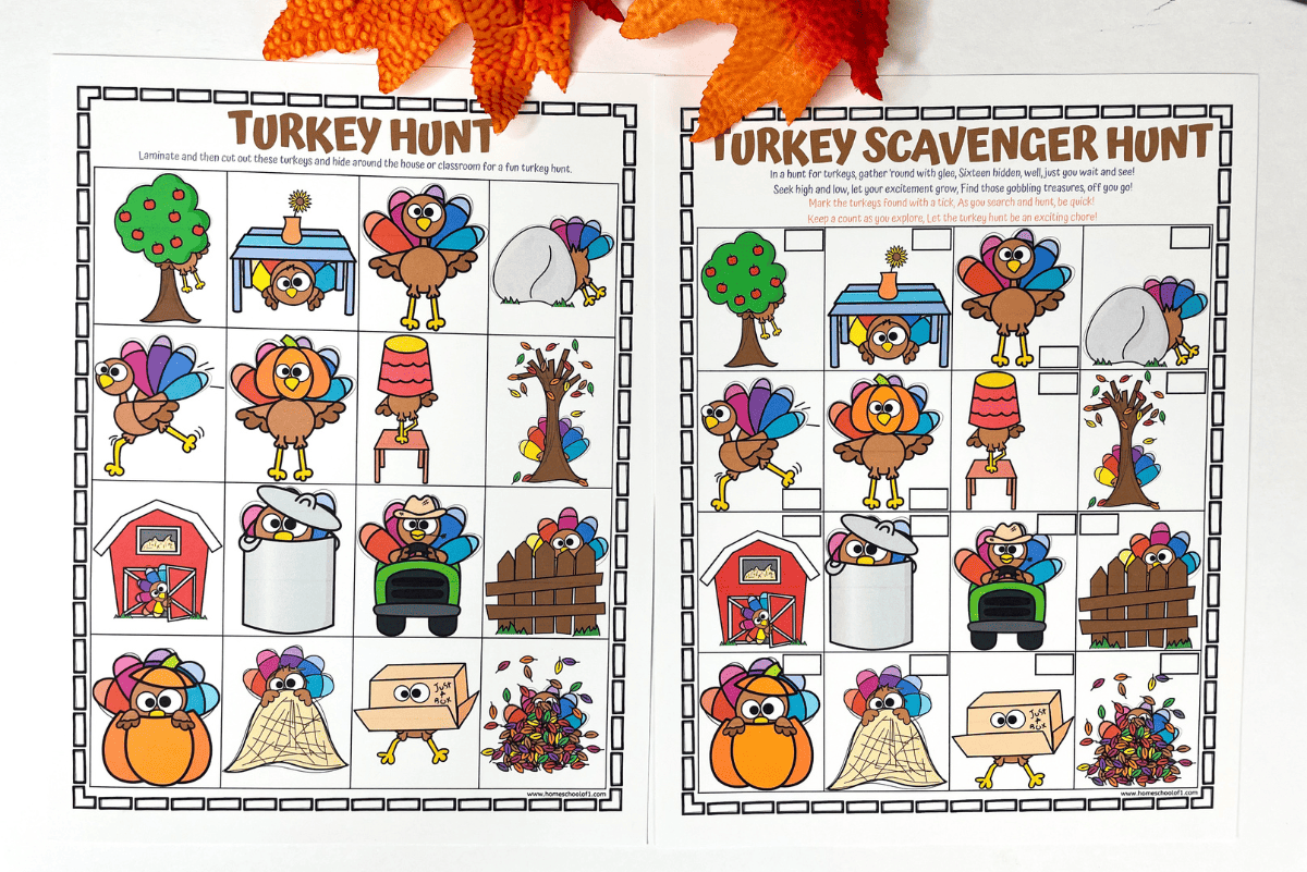turkey scavenger hunt printable