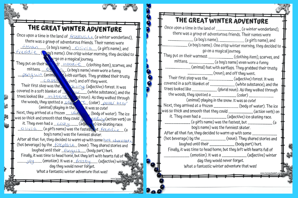 Free Winter Mad Libs Printable A Word Game for Kids