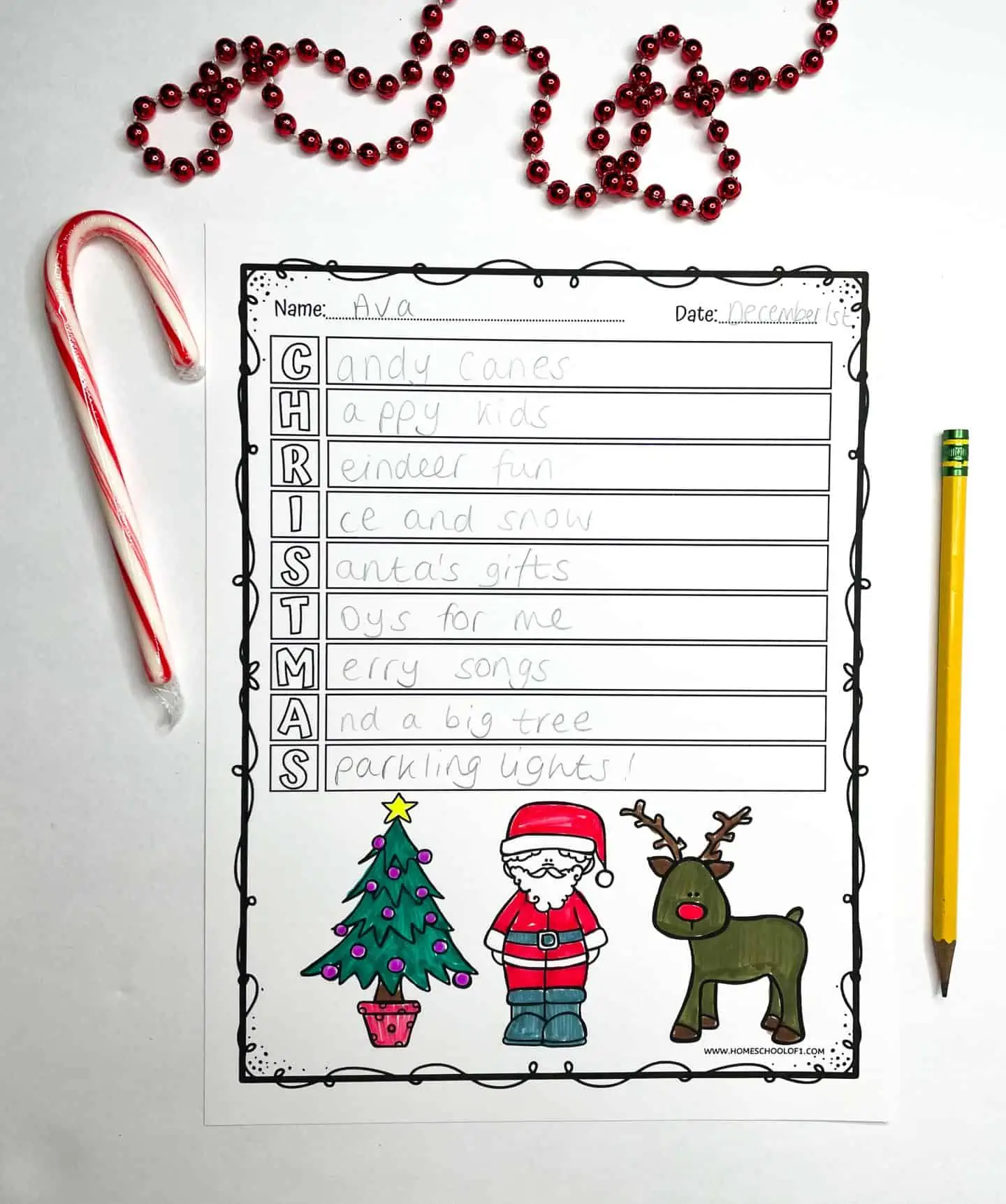 Free Christmas Acrostic Poem Template For Kids