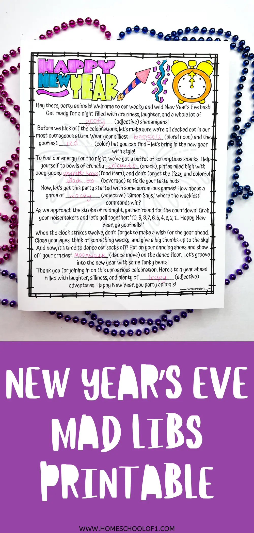 NEW YEAR'S EVE MAD LIBS PRINTABLE