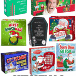 Christmas board games for kids featuring Monopoly Elf, Merry Grinchmas, Santa Claus Game, and more fun holiday titles