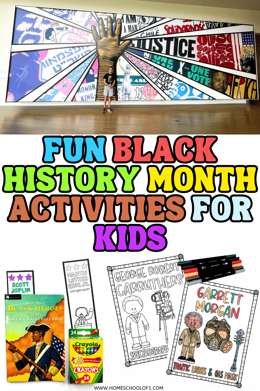 Black History Month activities for kids featuring classroom projects, reading materials, and hands-on learning ideas