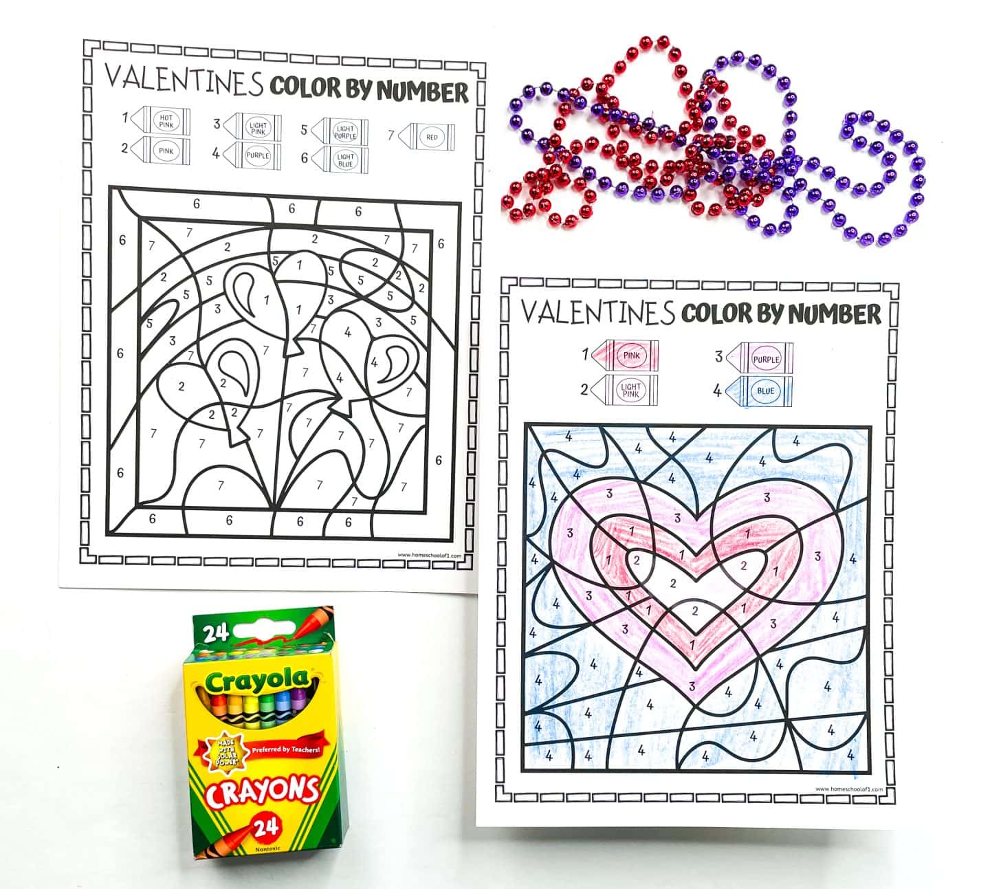 hearts color by number