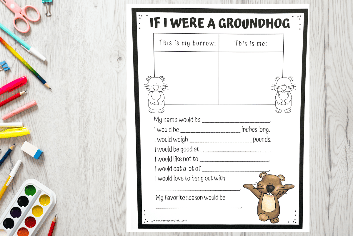 if i were a groundhog writing printable