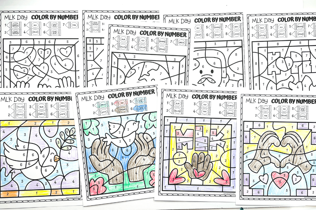 martin luther king color by number