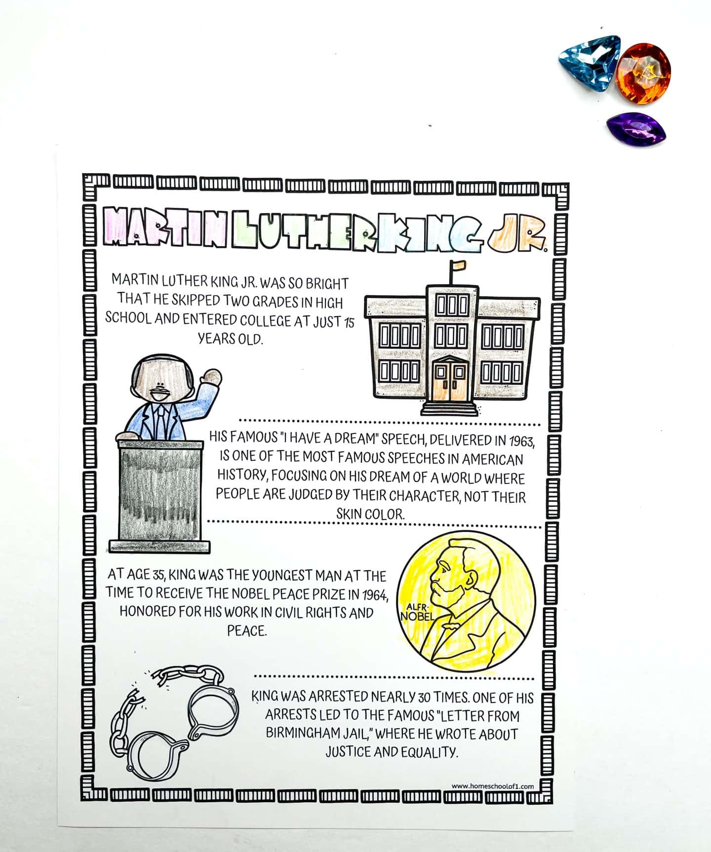 martin luther king facts free printable