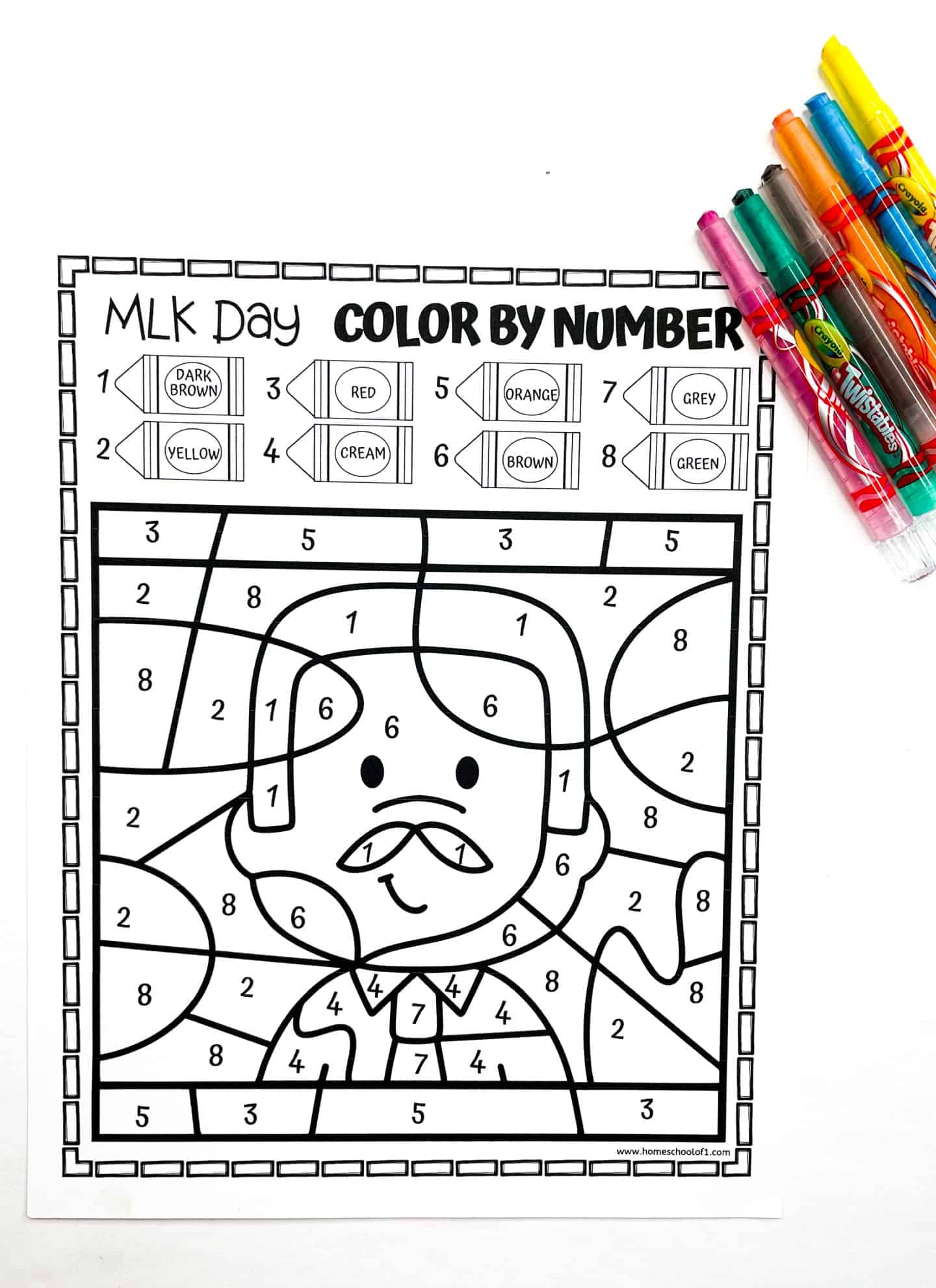 mlk color by number