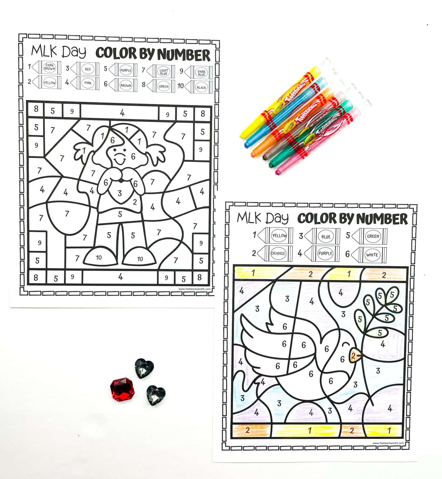Free Martin Luther King Jr Color by Number Worksheets
