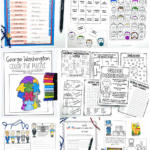 Free Presidents Day activity sheets featuring George Washington puzzles, I Spy, mazes, word scrambles, and coloring pages.