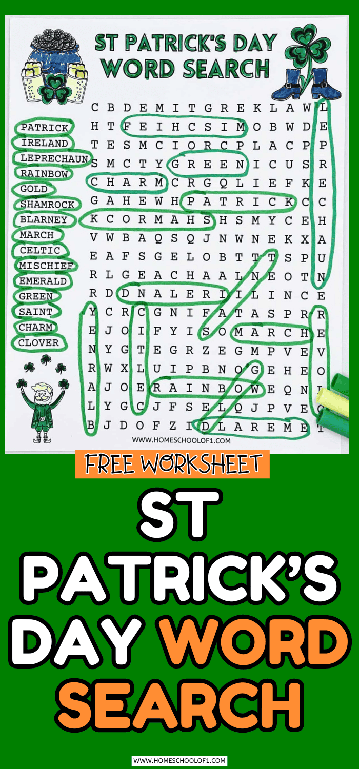 Free St Patrick's Day Word Search Printable for Kids
