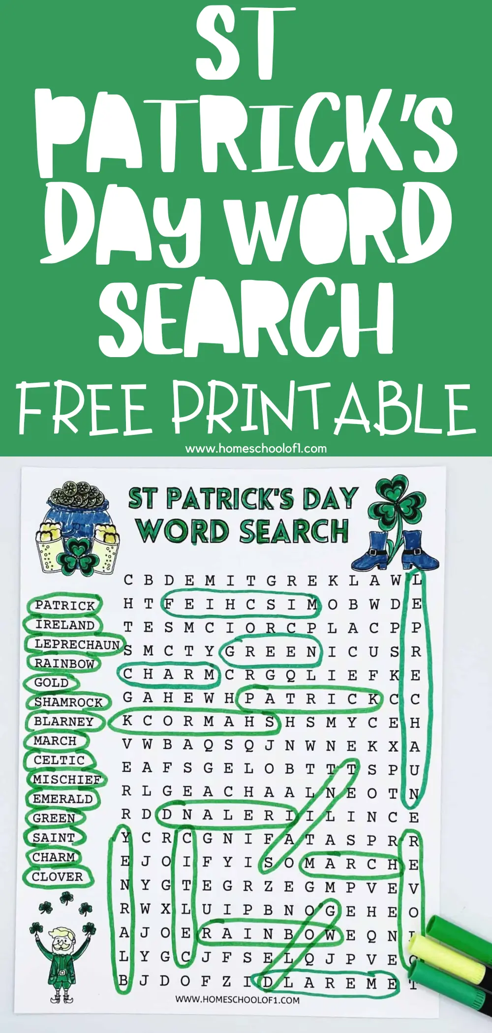 St Patrick's Day Word Search Free Printable