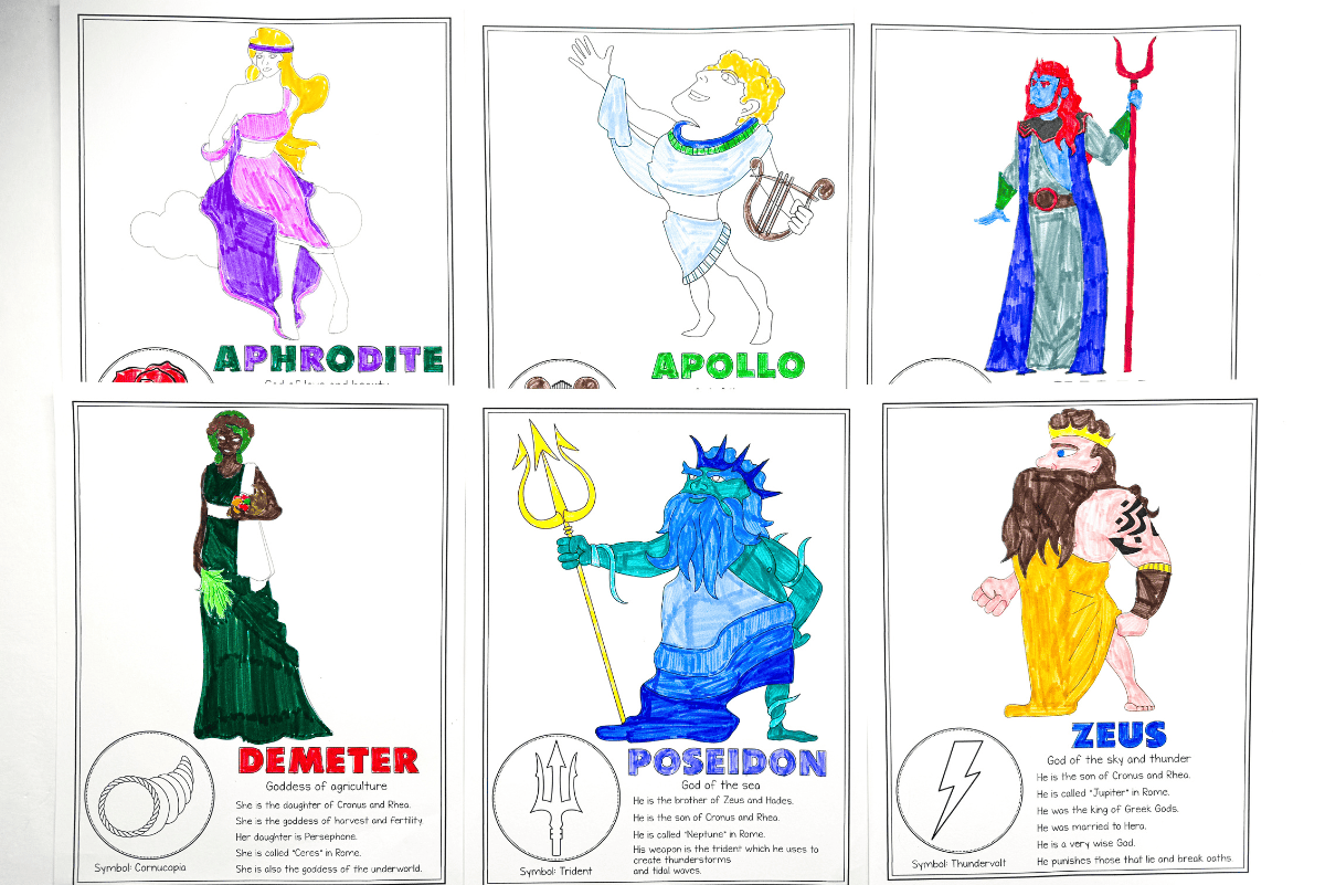 free greek gods coloring pages