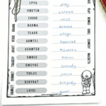 Completed Shakespeare word scramble printable with answers written in blue ink. Words include Hamlet, Juliet, and quill.