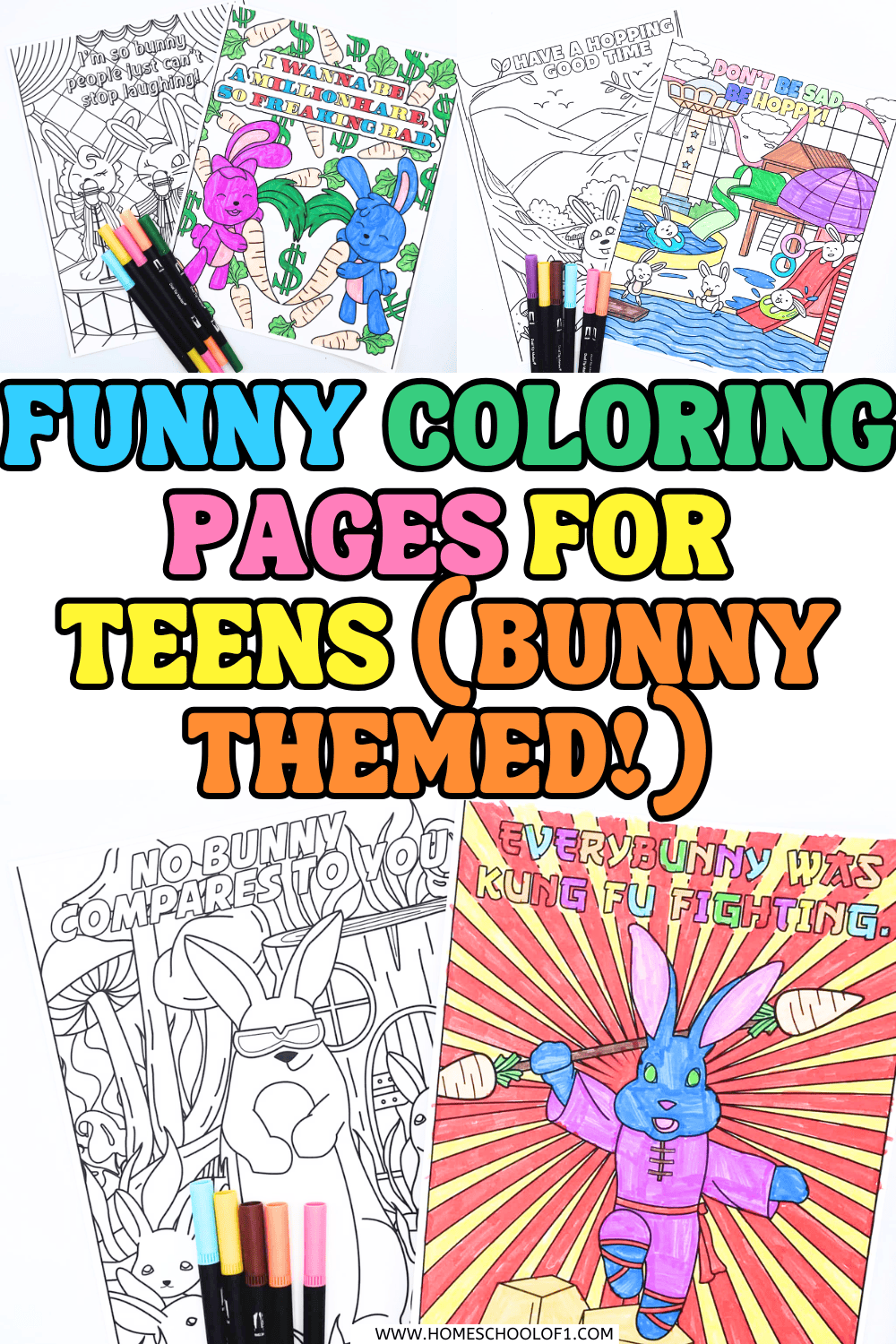funny coloring pages for teens bunny themed printables