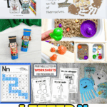 Letter N crafts and worksheets for preschoolers featuring Nutcracker coloring, playdough nests, and narwhal-themed projects.