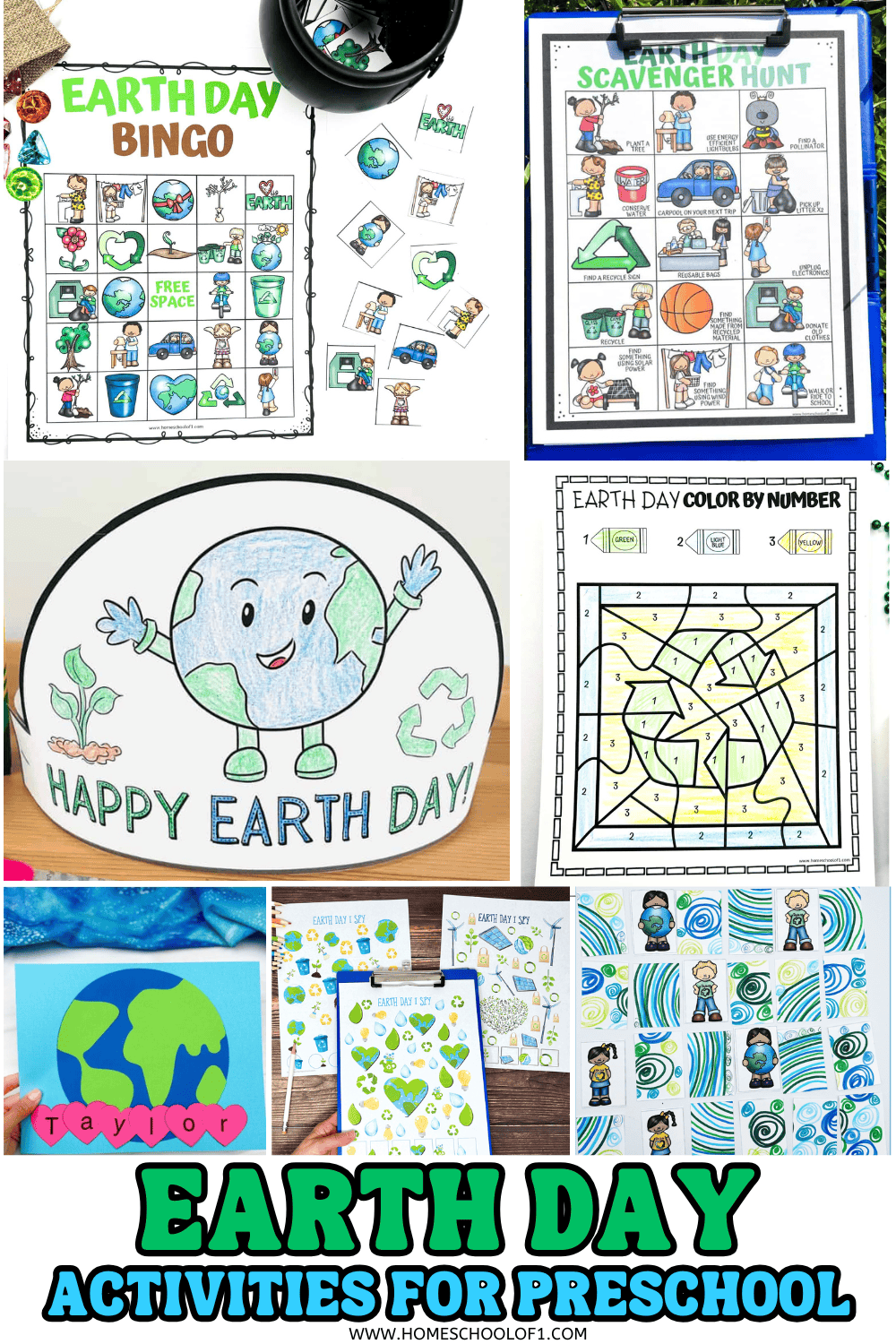 Preschool Earth Day crafts and printable games, featuring coloring pages, scavenger hunts, and hands-on eco-themed activities.

