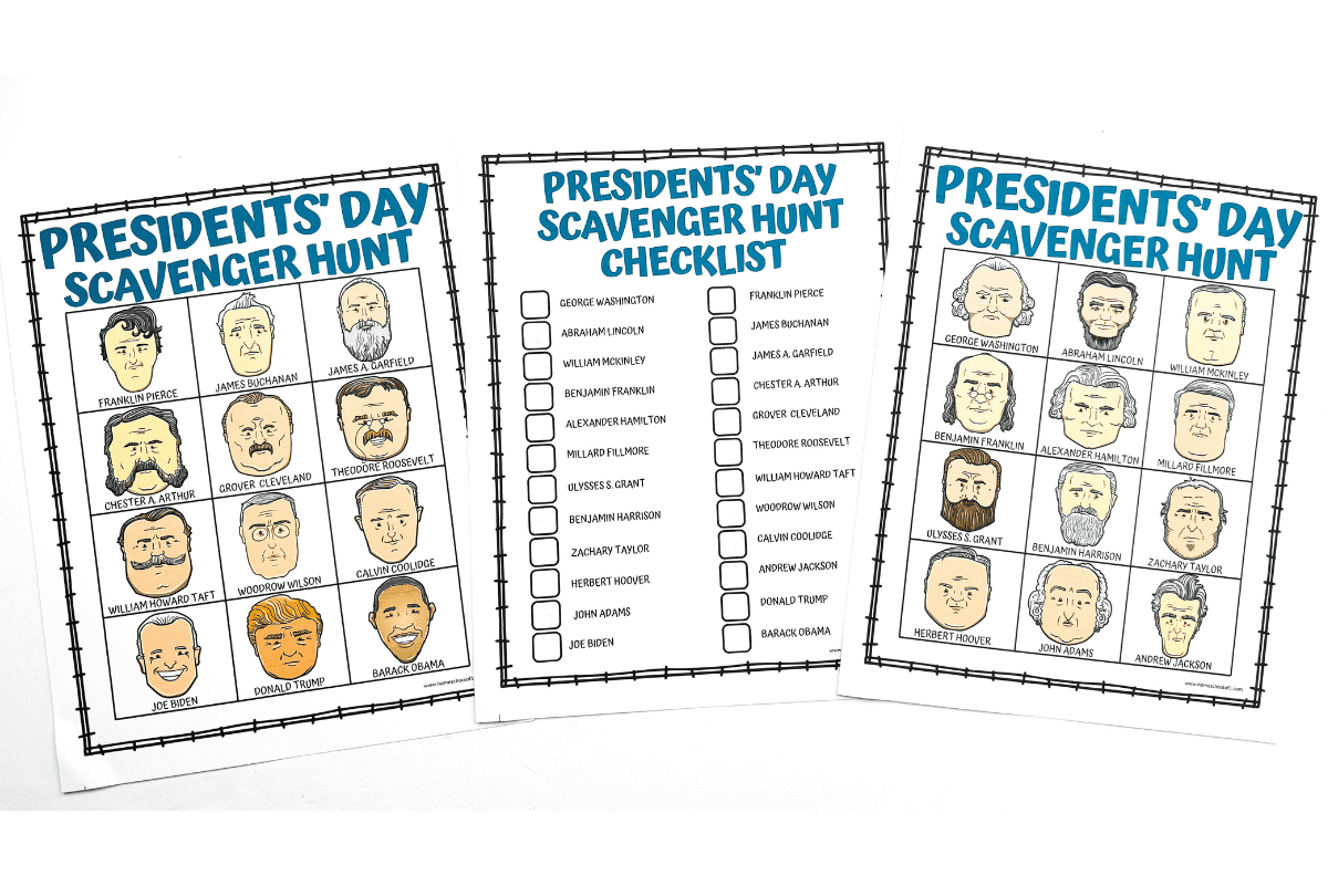 presidents day scavenger hunt printable