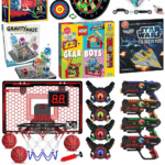 Best toys for 9 year old boys including LEGO, dartboard, laser tag, basketball hoop, and STEM sets for learning through play.