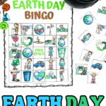 Earth Day bingo printable for kids with eco-themed images and calling cards