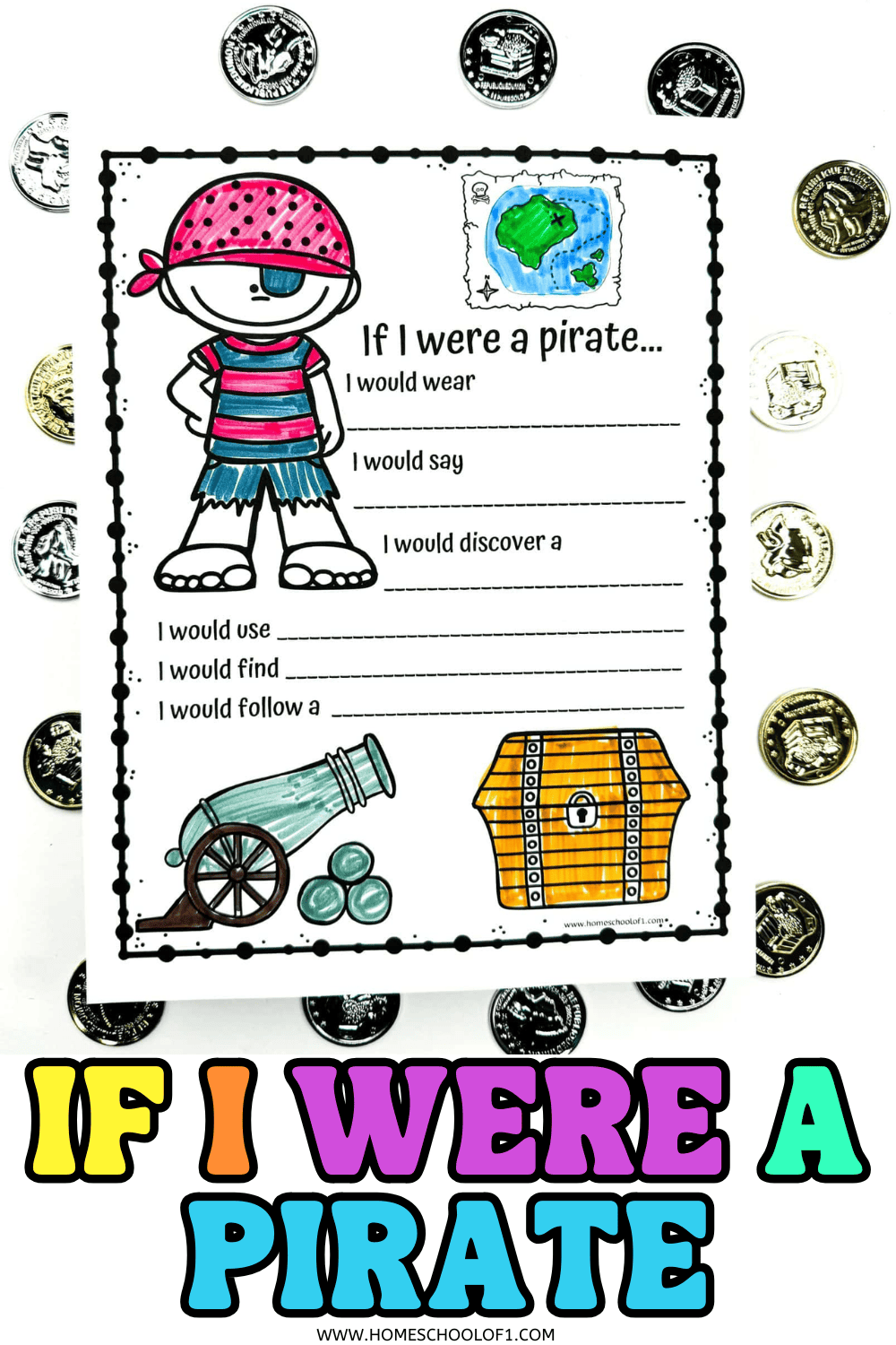 If I were a pirate writing prompt for kids with colorful illustrations. Fun printable activity for creative storytelling.