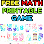 Free math printable game with number matching, visual counting cards, and addition problems designed for early learners.