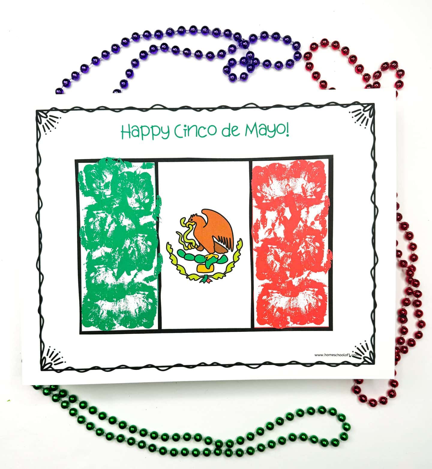 A patriotic handprint art piece showcasing the Mexican flag, symbolizing national pride and heritage.