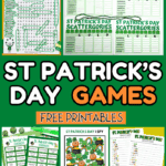 St. Patrick’s Day games for classrooms and families featuring free printable puzzles, scavenger hunt clues, word search, Scattergories, charades, I Spy, and more.