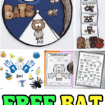 Free bat-themed worksheets for preschool and elementary students, featuring craft templates, counting books, anatomy coloring pages, and life cycle puzzles.