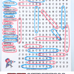memorial day word puzzle completed with red and blue pens, with words in a grid such as america, soldier, thankful, service and more. with the words free memorial day word search written in red, white and blue under.