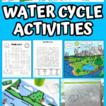 Water cycle activity ideas for children with diagrams, puzzles, and interactive projects like bag experiments and 3D models.